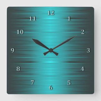 Horloge Carrée Shaded Turquoise Aqua Square Wall Clock