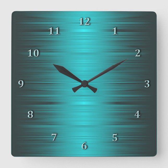 Horloge Carrée Shaded Turquoise Aqua Square Wall Clock (Recto)