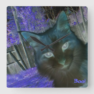 Horloge Carrée Shadow Cat dans Améthyst Wall Clock