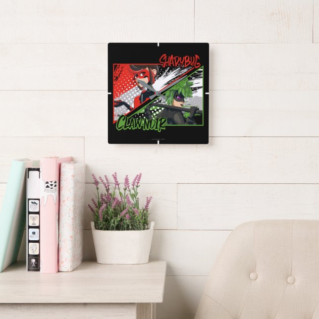 Horloge Carrée Shadybug et Noir glacé (Salle de lecture)