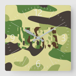 Horloge Carrée Signe de camouflage de kaki américain