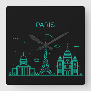 Horloge Carrée silhouette de Paris
