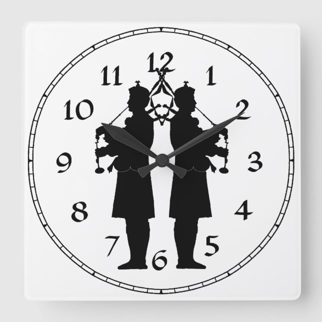 Horloge Carrée Silhouette des Bagpipers écossais (Recto)