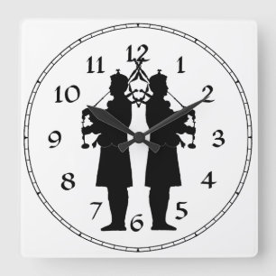 Horloge Carrée Silhouette des Bagpipers écossais