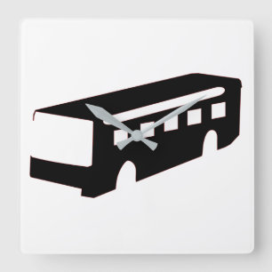 Horloge Carrée Silhouette du bus