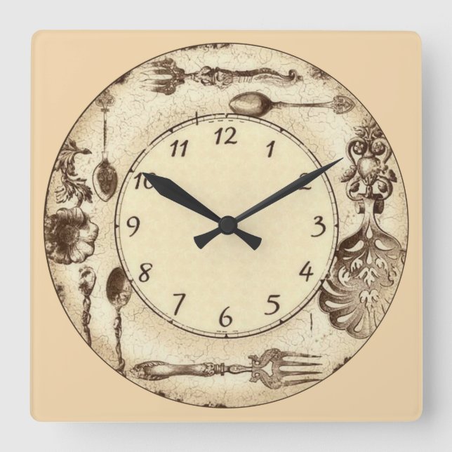 Horloge Carrée Silverware antique (Recto)