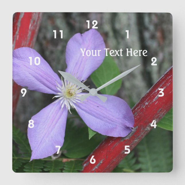 Horloge Carrée Simple Purple Clematis Flower (Recto)