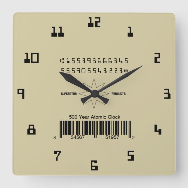 Horloge Carrée Simulé 500 ans atomique (Recto)