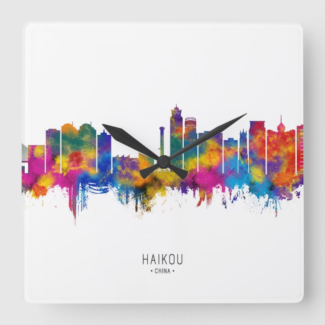 Horloge Carrée Skyline de Haikou Chine (Recto)