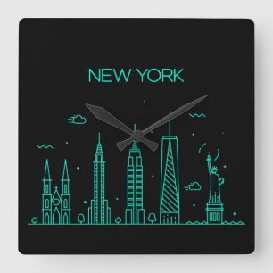 Horloge Carrée Skyline New York