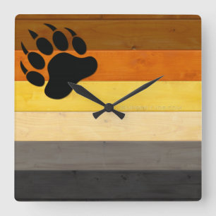 Horloge Carrée SlipperyJoe's Bear Pride drapeau de la texture du 