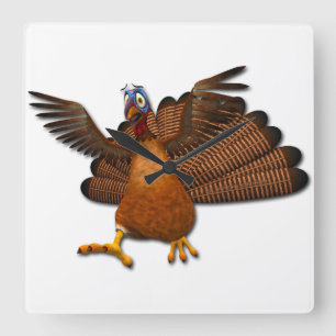 Horloge Carrée SlipperyJoe's Thanksgiving gobble de manière respo