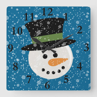 HORLOGE CARRÉE SNOWMAN CUTE FACE CLOCK