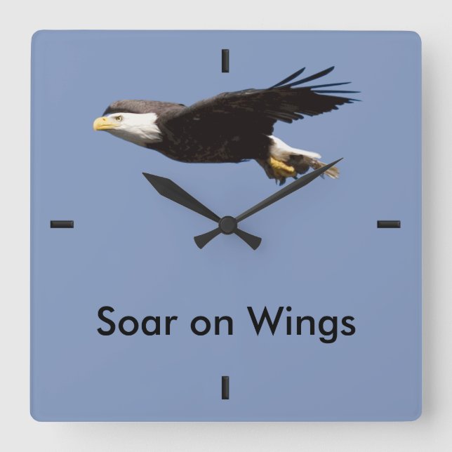 Horloge Carrée "Soar on Wings" Eagle In Flight (Recto)