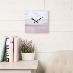 Horloge Carrée Soft Pastel Ocean Waves 4 #ocean#art