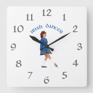 Horloge Carrée Soft Shoe Irish Dancer in Blue