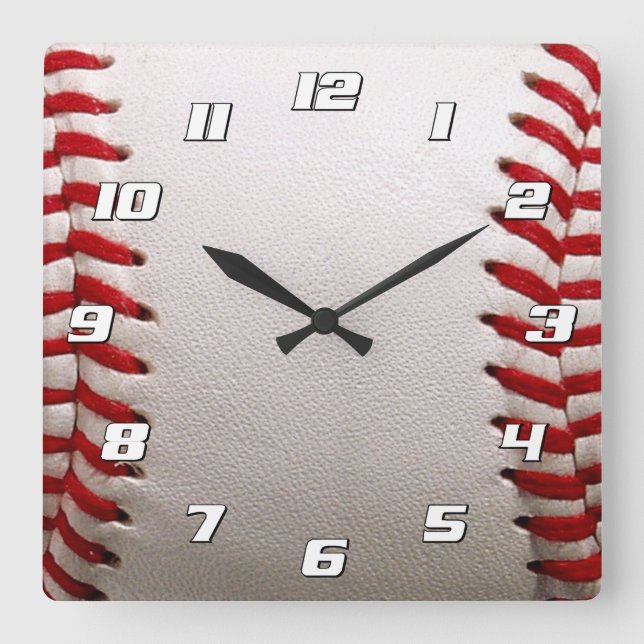 Horloge Carrée Softball de baseball avec nombre (Recto)