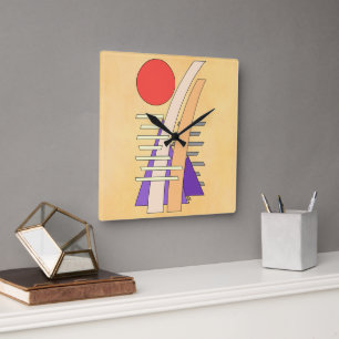 Horloge Carrée Soleil abstrait, ombres, reflets et structures