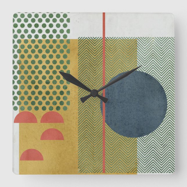 Horloge Carrée Soleil Rouge IV (Recto)