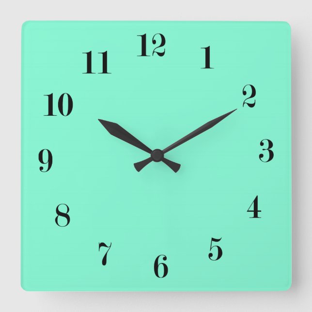 Horloge Carrée Solide, menthe, vert (Recto)
