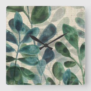 Horloge Carrée Sophistication verdoyante - Feuilles tropicaux