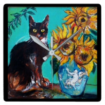 SOUCHES AVEC CHAT NOIR EN TURQUOISE BLEUE