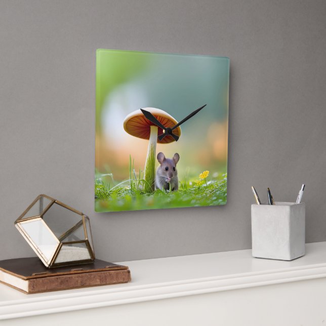 Horloge Carrée Souris Sous Un Champion (Bureau)