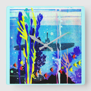 Horloge Carrée sous-marin fantôme dans les eaux tropicales