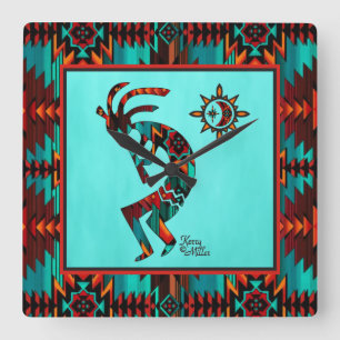 Horloge Carrée Southwest Kokopelli Square Wall Clock