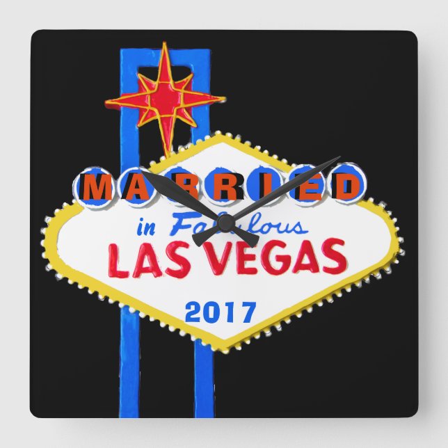 Horloge Carrée Souvenir Mariage Las Vegas (Recto)