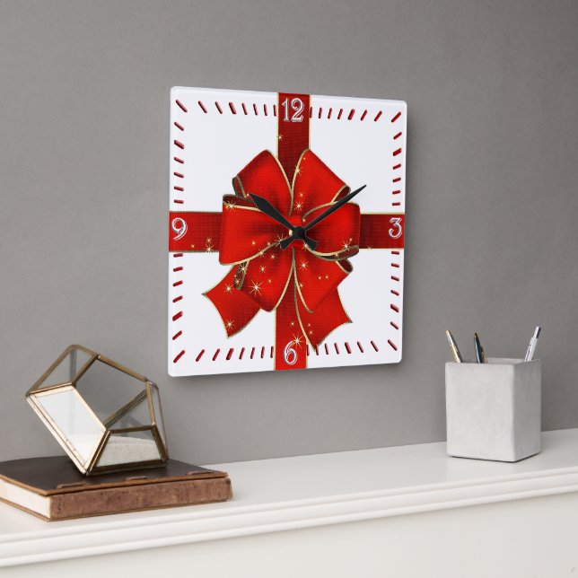 Horloge Carrée Sparkling Bow Clock (Bureau)