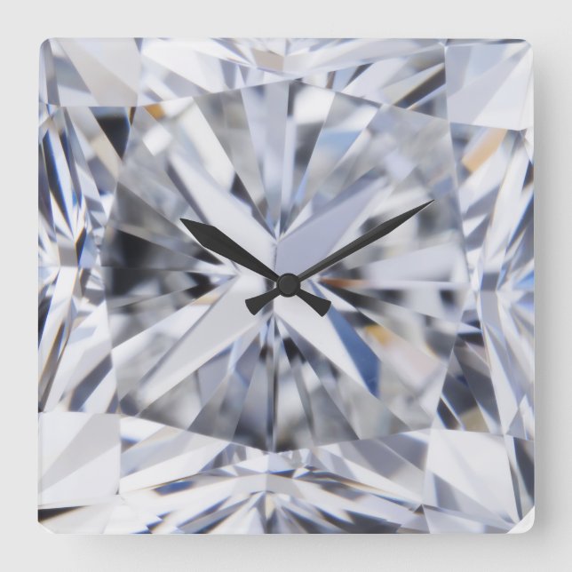Horloge Carrée Sparkling Diamond texture Avril Birthstone (Recto)