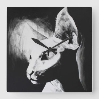 Horloge Carrée Sphynx Cat Black White Contrast Hairless