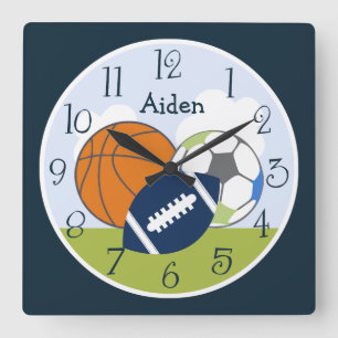 Horloge Carrée Sport Balls