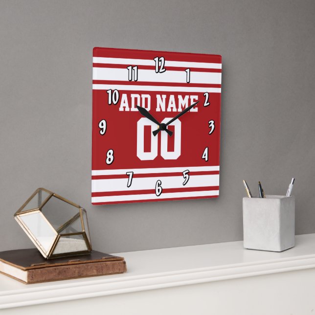 Horloge Carrée Sports Jersey with Your Name and Number (Bureau)