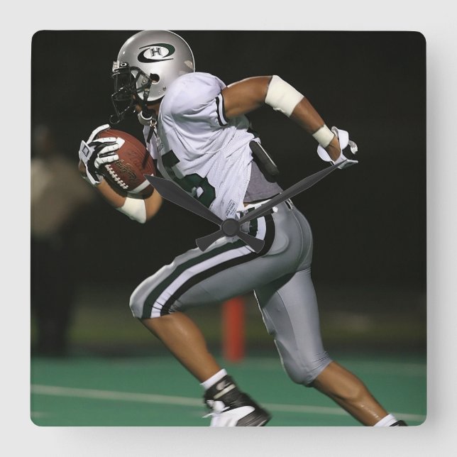 Horloge Carrée Sports photo de football personnalisés (Recto)