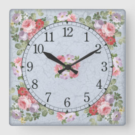 Horloge Carrée Square wall clock - floral design