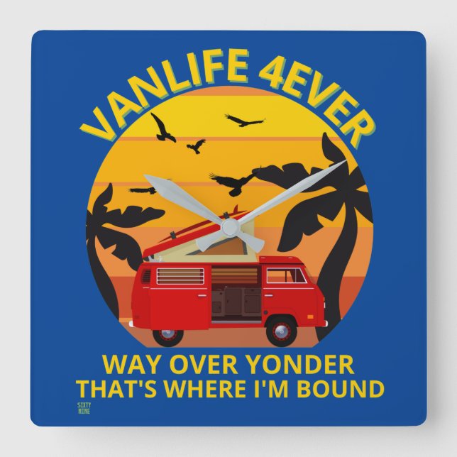 Horloge Carrée square wall clock "VANLIFE..." (Recto)
