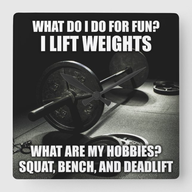 Horloge Carrée Squat, Banc, Deadlift - Motivation (Recto)