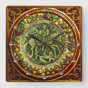 HORLOGE CARRÉE ST.GEORGE, DRAGON BRONZE MEDALLION FLORAL CROWN
