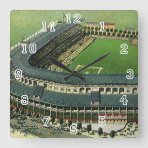 Horloge Carrée Stade de baseball vintage, Vue aérienne