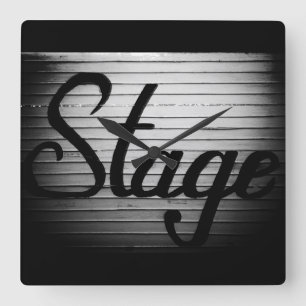 Horloge Carrée "Stage" Vintage Sign