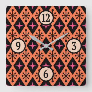 Horloge Carrée Starburst Pattern