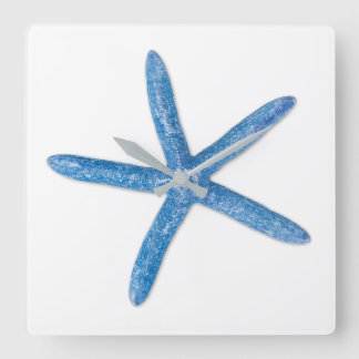 Horloge Carrée Starfish bleu
