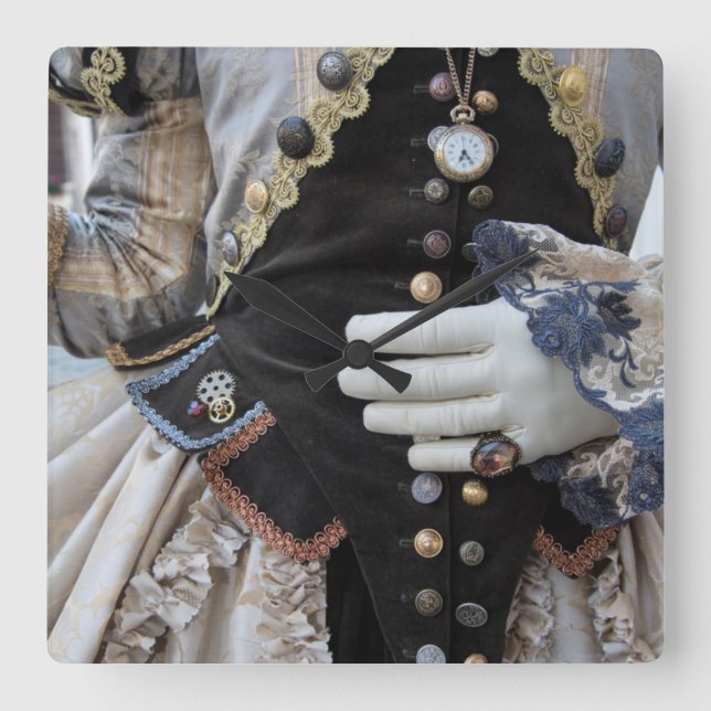 Horloge Carrée Steampunk bodice, Carnival, Venise (Recto)