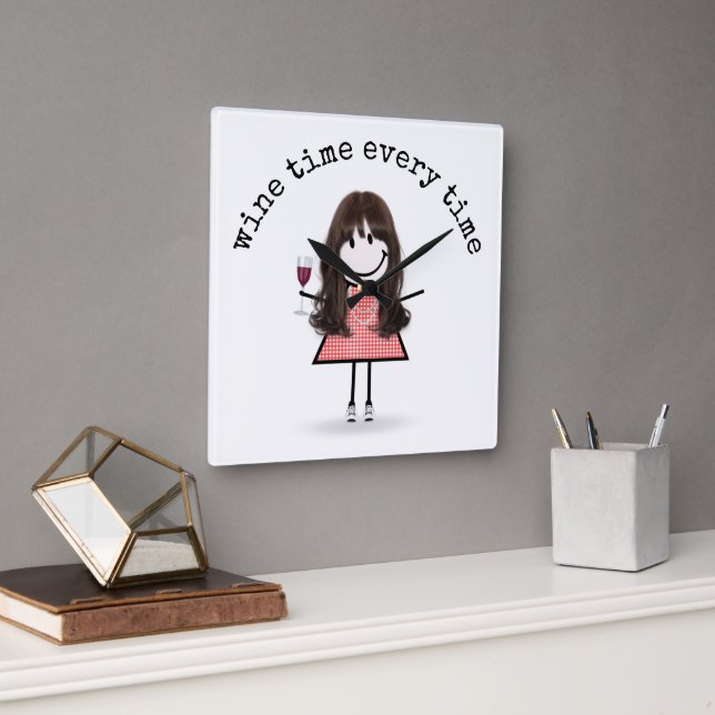 Horloge Carrée Stick Girl (Bureau)