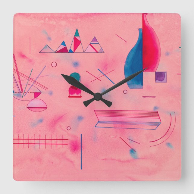 Horloge Carrée Sticks, Le Rose, 1933 par Wassily Kandinsky (Recto)