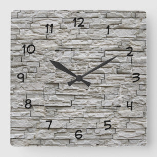 Horloge Carrée Stone Look Wall Decor