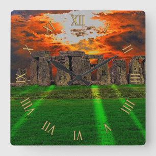 Horloge Carrée Stonehenge Standing Stones au coucher du soleil