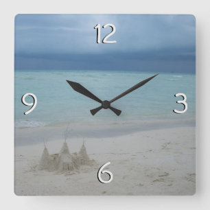 Horloge Carrée Stormy Sandcastle Beach Landscape